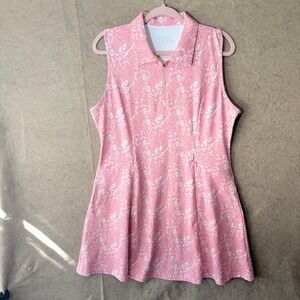 Viodia Tennis Golf Dress Womens Sz XL Pink Paisley Sleeveless Stretch‎